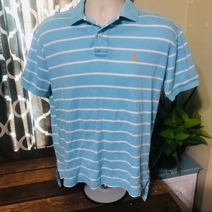 Men’s small Polo Shirt striped blue and white
